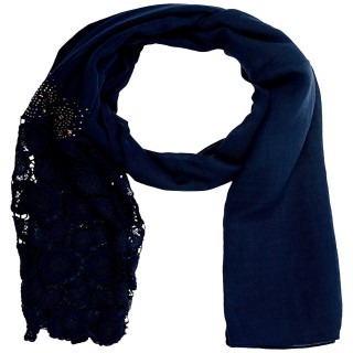 Half Net Diamond Stole- Dark Blue